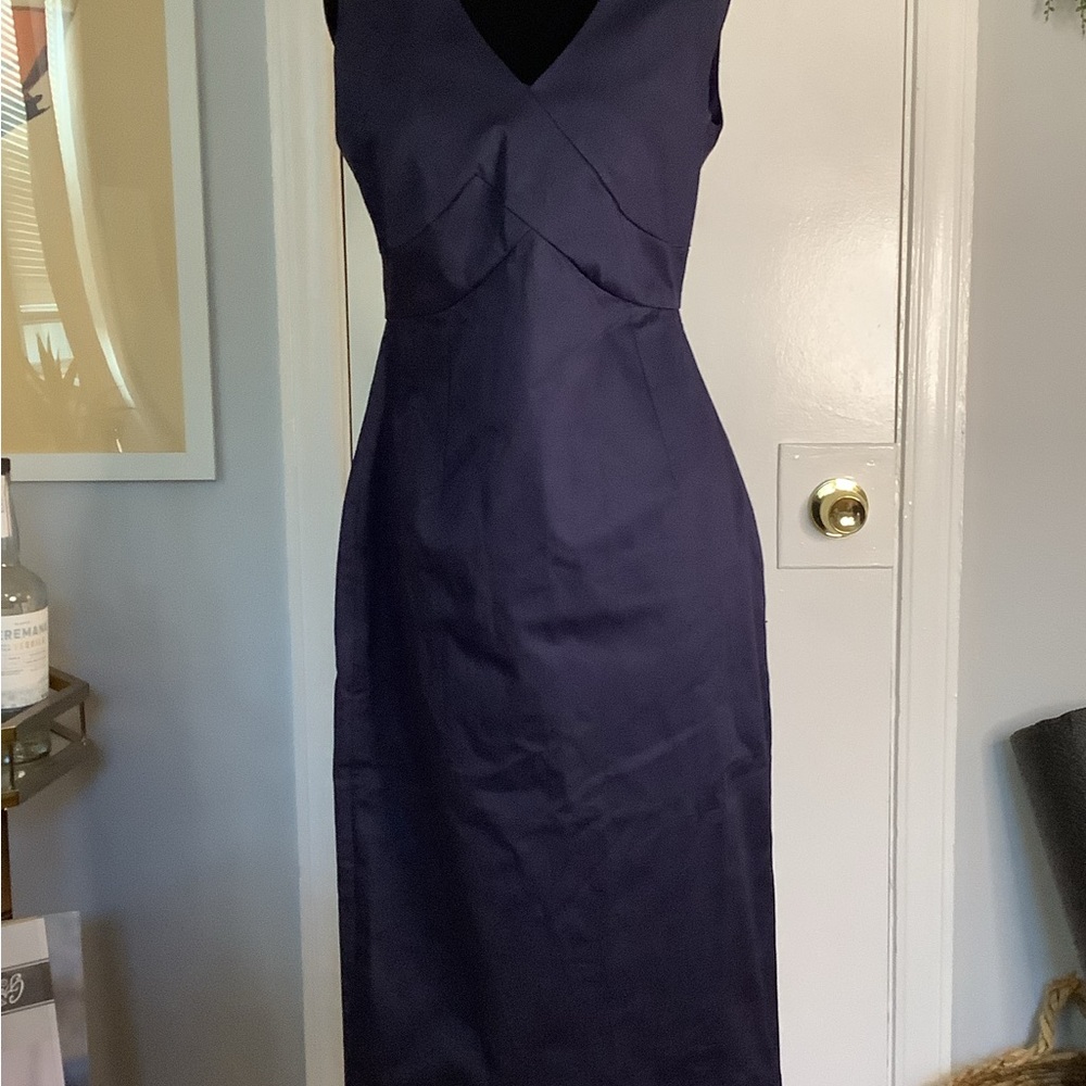 Ted Baker London Blue V-Neck Sheath Midi Dress